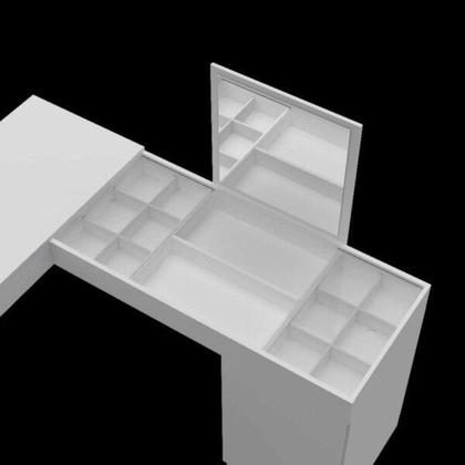 Imagem de Escrivaninha Mesa Escritório Penteadeira de Canto 136x136cm com Espelho 1 Porta Star