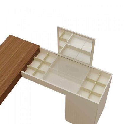 Imagem de Escrivaninha Mesa Escritório Penteadeira de Canto 136x136cm com Espelho 1 Porta Star