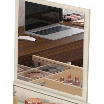 Imagem de Escrivaninha Mesa Escritório Penteadeira de Canto 136x136cm com Espelho 1 Porta Star