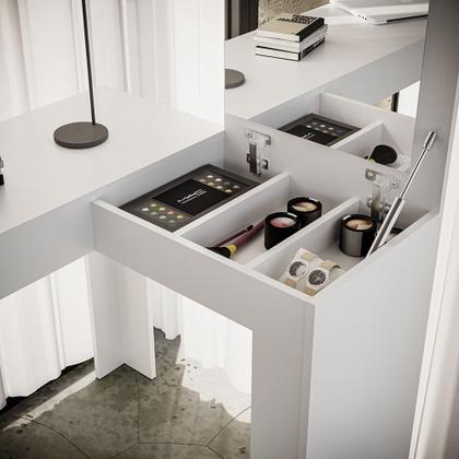 Imagem de Escrivaninha Mesa Escritório Penteadeira em L Porta Objetos 135x82cm Jade