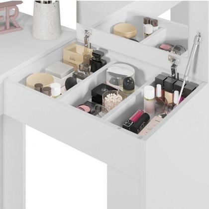 Imagem de Escrivaninha Mesa Escritório Penteadeira em L Porta Objetos 135x82cm Jade