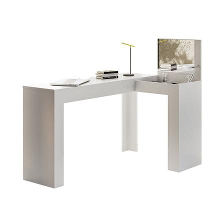 Imagem de Escrivaninha Mesa Escritório Penteadeira em L Porta Objetos 135x82cm Jade