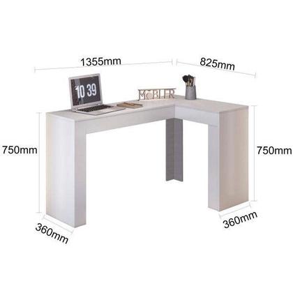 Imagem de Escrivaninha Mesa Escritório Penteadeira em L Porta Objetos 135x82cm Jade