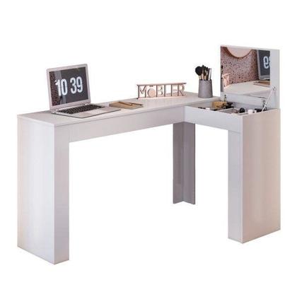 Imagem de Escrivaninha Mesa Escritório Penteadeira em L Porta Objetos 135x82cm Jade