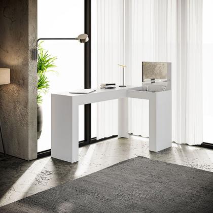 Imagem de Escrivaninha Mesa Escritório Penteadeira em L Porta Objetos 135x82cm Jade