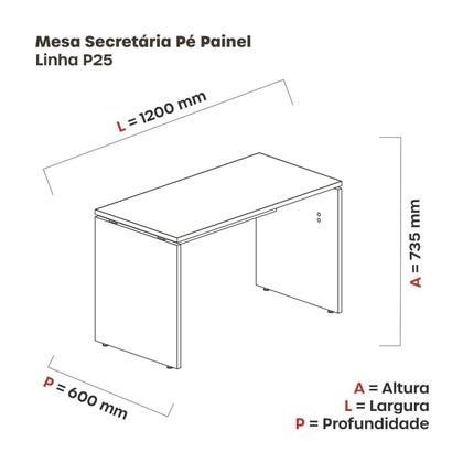 Imagem de Escrivaninha Mesa Escritório Retangular 120cmx60cm P25