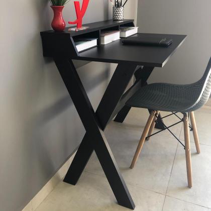 Imagem de Escrivaninha Mesa Escritório Retrô com Pés Angulares 3 Nichos Itália