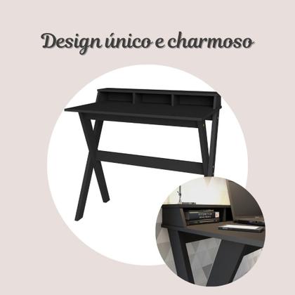 Imagem de Escrivaninha Mesa Escritório Retrô com Pés Angulares 3 Nichos Itália