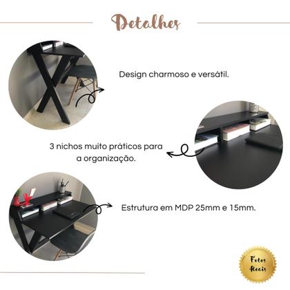 Imagem de Escrivaninha Mesa Escritório Retrô com Pés Angulares 3 Nichos Itália