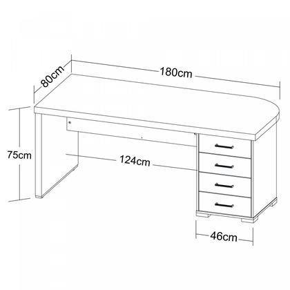 Imagem de Escrivaninha Mesa Escritório Robusta e Funcional 4 Gavetas Lado Direito Tamburato
