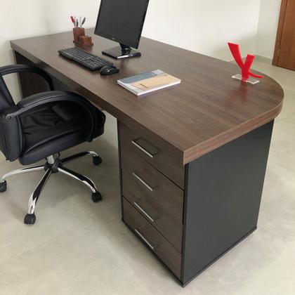 Imagem de Escrivaninha Mesa Escritório Robusta e Funcional 4 Gavetas Lado Direito Tamburato