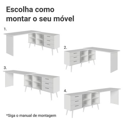Imagem de Escrivaninha Mesa Estudos De Canto 3 Gavetas Lisboa Madesa