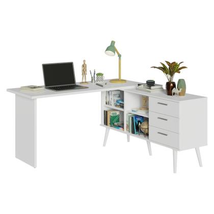 Imagem de Escrivaninha Mesa Estudos De Canto 3 Gavetas Lisboa Madesa