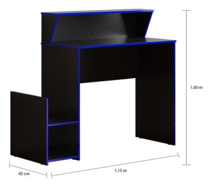 Imagem de Escrivaninha Mesa Gamer Computador Notebook Preto Com Detalhe Em Azul