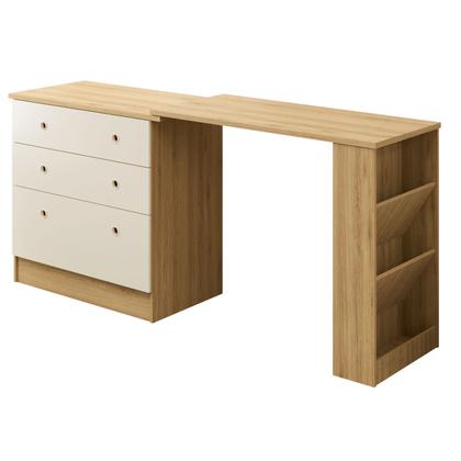 Imagem de Escrivaninha Mesa Giratoria Nicho Lateral Gavetas Gavetão Para Escritorio Quarto Estudar Estudo Trabalho Escolar Freijó OFF