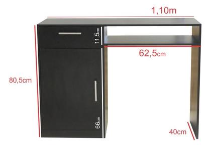 Imagem de Escrivaninha Mesa Multiuso com 1 Gaveta e 1 Porta Para Escritório Salão Manicure - Cód. 700MDFP