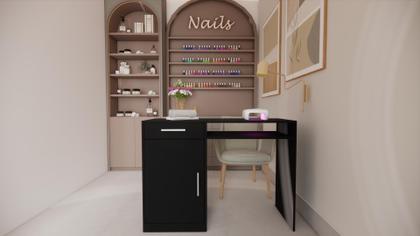 Imagem de Escrivaninha Mesa Multiuso com 1 Gaveta e 1 Porta Para Escritório Salão Manicure