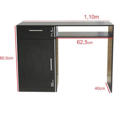 Imagem de Escrivaninha Mesa Multiuso com 1 Gaveta e 1 Porta Para Escritório Salão Manicure