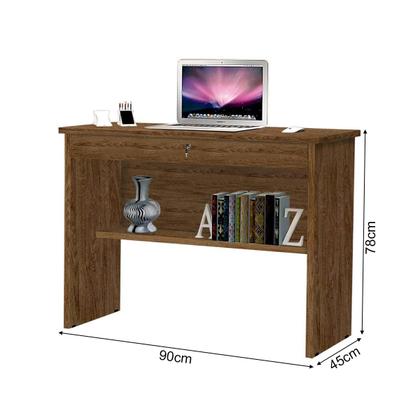 Imagem de Escrivaninha Mesa Notebook Orquídea Multiuso Compacta com Gaveta e Chave - Imbuia