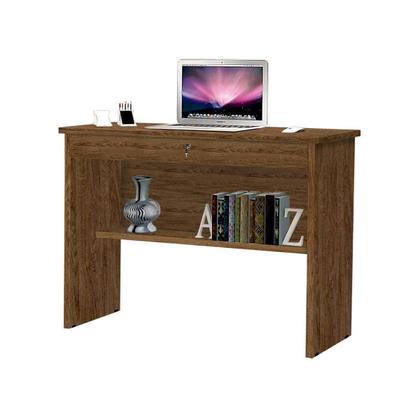Imagem de Escrivaninha Mesa Notebook Orquídea Multiuso Compacta com Gaveta e Chave - Imbuia