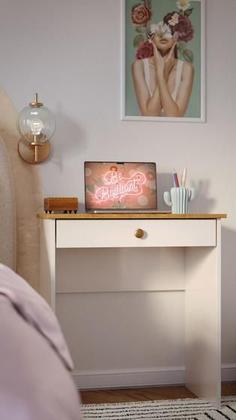 Imagem de Escrivaninha Mesa para Computador 1 Gavetas Office Quarto Escritório Diversas Cores