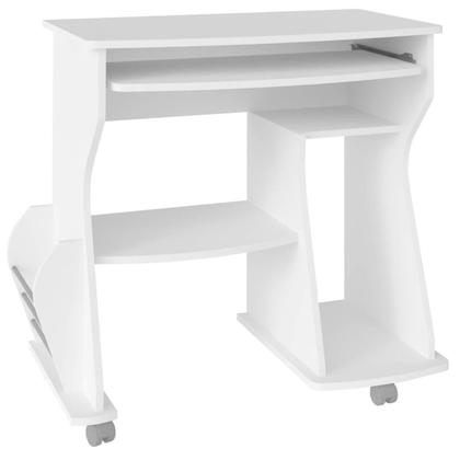 Imagem de Escrivaninha Mesa para Computador com Rodas e Suporte de Teclado com 3 Nichos e Porta Revistas 160 Artely