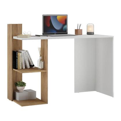 Imagem de Escrivaninha Mesa para Computador Dubai Multimóveis Branca/Rustic