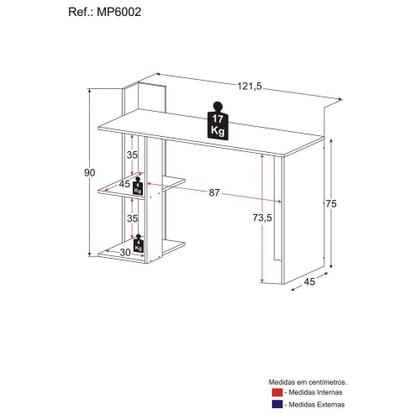 Imagem de Escrivaninha Mesa para Computador Dubai Multimóveis Branca/Rustic