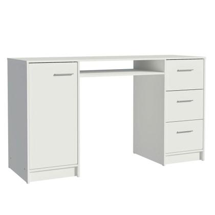 Imagem de Escrivaninha Mesa para Computador Madesa Alaska 3 Gavetas 1 Porta - Branco
