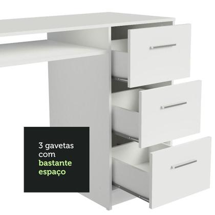 Imagem de Escrivaninha Mesa para Computador Madesa Alaska 3 Gavetas 1 Porta - Branco