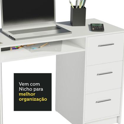 Imagem de Escrivaninha Mesa para Computador Madesa Alaska 3 Gavetas 1 Porta - Branco