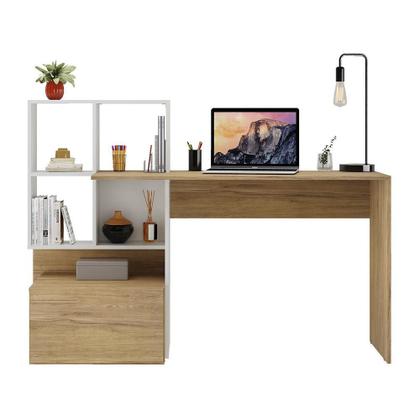 Imagem de Escrivaninha Mesa para Computador Multimóveis Atlantis FG6003 Branca/Rustic