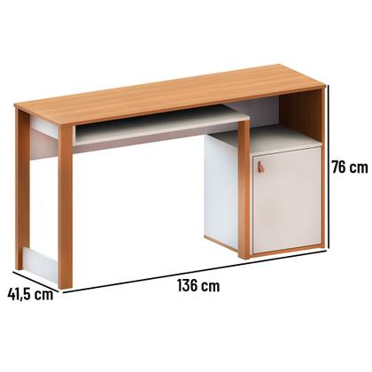 Imagem de Escrivaninha Mesa para Computador Telasul Versa Home 1 Porta Freijó/Branco