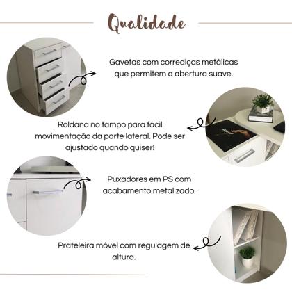 Imagem de Escrivaninha Minimalista em L com 1 armário e 4 gavetas com ótimo espaço de armazenamento Logan