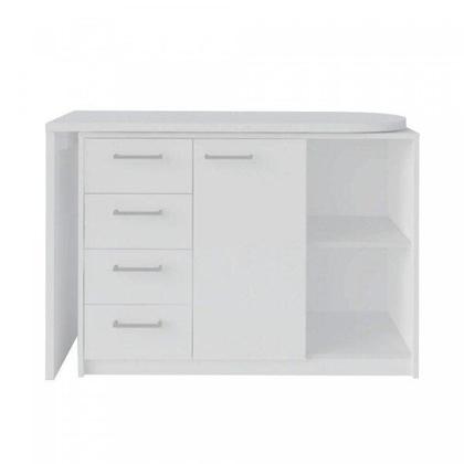 Imagem de Escrivaninha Minimalista em L com 1 armário e 4 gavetas com ótimo espaço de armazenamento Logan