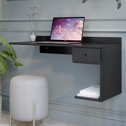 Imagem de Escrivaninha Notebook Suspensa 1 Gaveta Preto - JM Casa dos Móveis