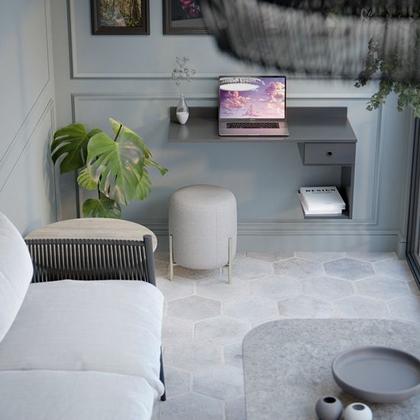 Imagem de Escrivaninha Notebook Suspensa 1 Gaveta Preto - JM Casa dos Móveis