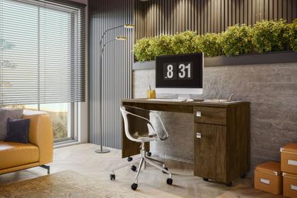 Imagem de Escrivaninha Office Malta Lukaliam com Gaveta com Chave Rodízios Tampo 25mm 1,35m