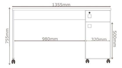 Imagem de Escrivaninha Office Malta Lukaliam com Gaveta com Chave Rodízios Tampo 25mm 1,35m