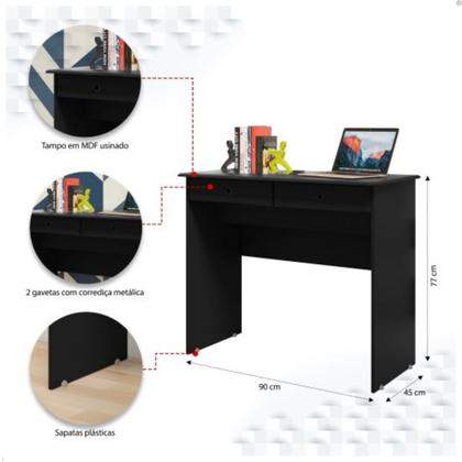 Imagem de Escrivaninha Office Mesa De Computador 02 Gavetas EJ