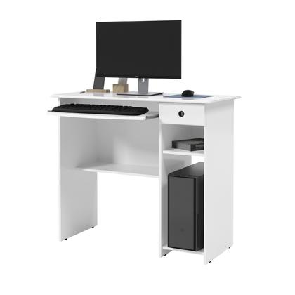 Imagem de Escrivaninha Office Mesa De Computador Com Gaveta Suporte De Teclado E Nichos Viena Branco