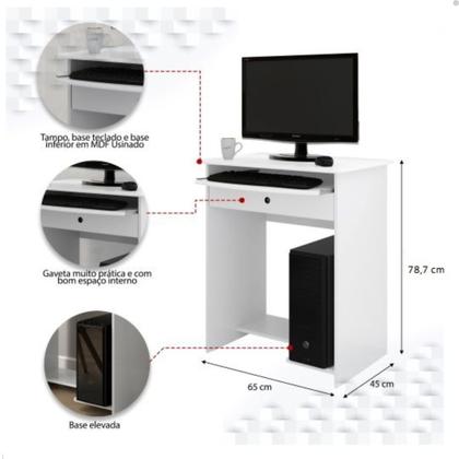 Imagem de Escrivaninha Office Mesa De Computador Com Suporte De Teclado E Gaveta Pratica