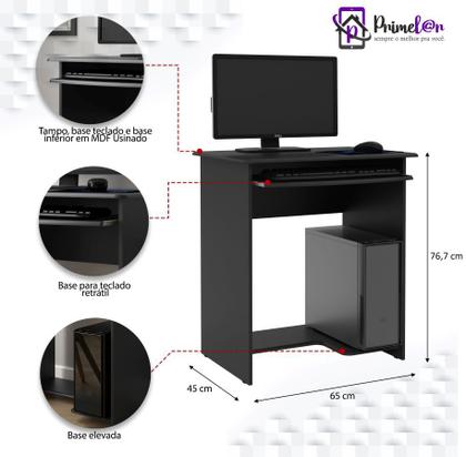Imagem de Escrivaninha Office Mesa De Computador Com Suporte De Teclado E Prateleira Pratica