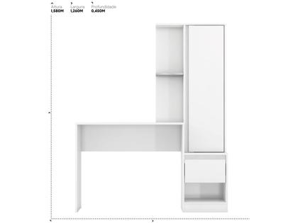 Imagem de Escrivaninha Office Morada com Armário 1 Porta e 1 Gaveta Branco - Demóbile