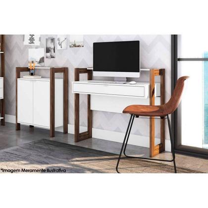 Imagem de Escrivaninha p/ Escritório AZ1007 c/ 1 Gaveta Branco/Nogal - Tecno Mobili