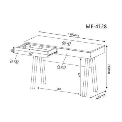Imagem de Escrivaninha p/ Escritório ME4128 c/ 2 Gavetas Branco - Tecno Mobili