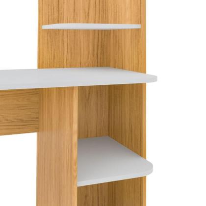 Imagem de Escrivaninha P/ Notebook Carvalho C/ Branco C/ 3 Prateleiras