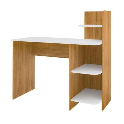 Imagem de Escrivaninha P/ Notebook Carvalho C/ Branco C/ 3 Prateleiras