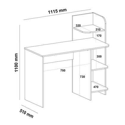 Imagem de Escrivaninha P/ Notebook Carvalho C/ Branco C/ 3 Prateleiras