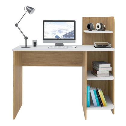 Imagem de Escrivaninha P/ Notebook Carvalho C/ Branco C/ 3 Prateleiras